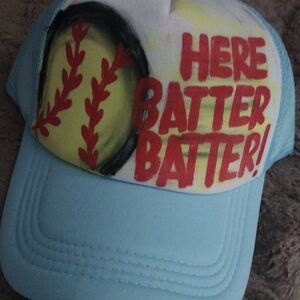 NEW Blue Handpainted Softball Hat